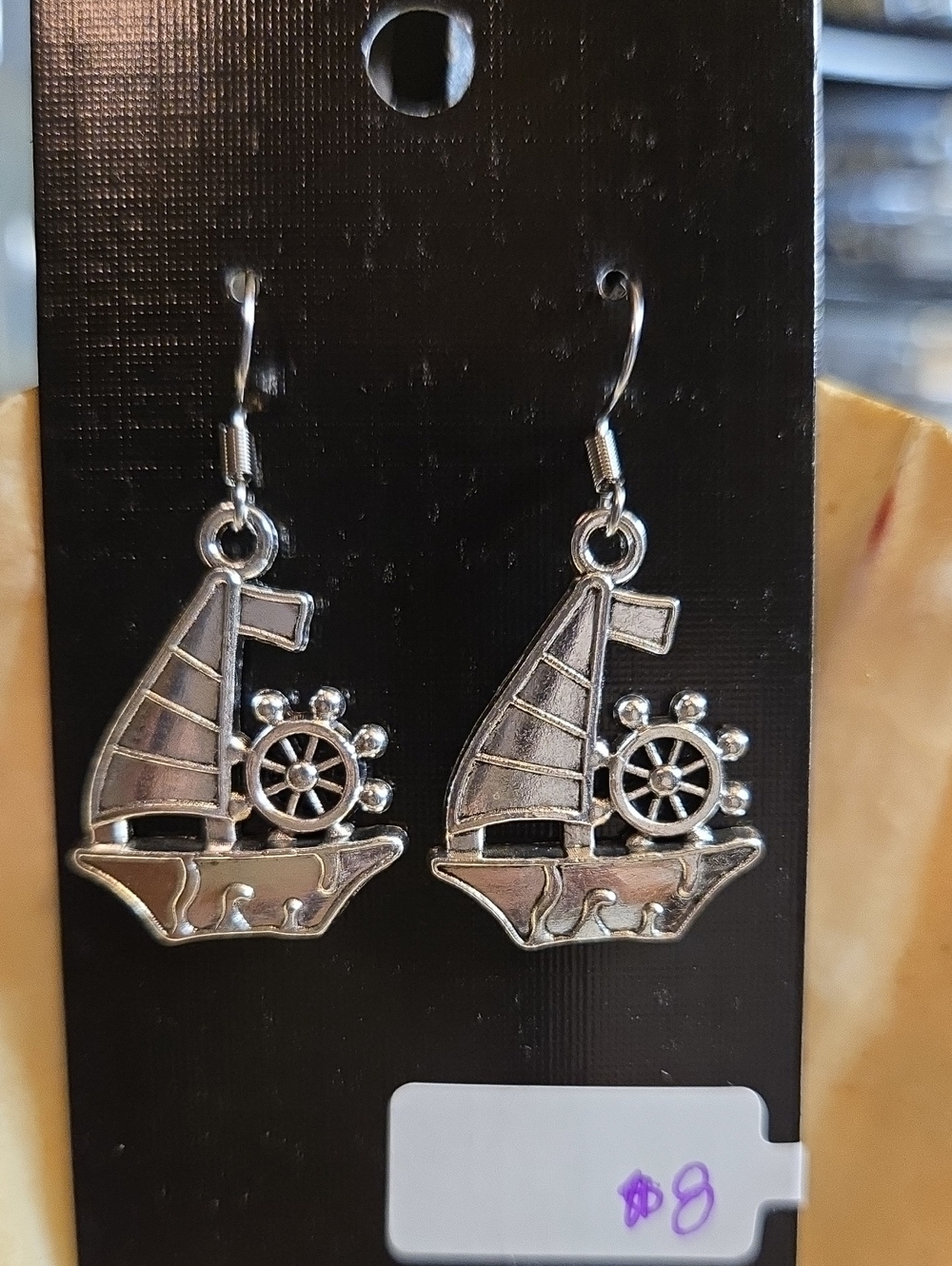 Silver Sailboat Dangle Earrings  - Nautical Charm